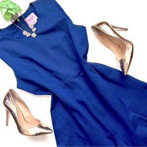 Kate Spade Fit & Flare Sleeveless Ponte Drop Waist Dress Navy Blue Size 16